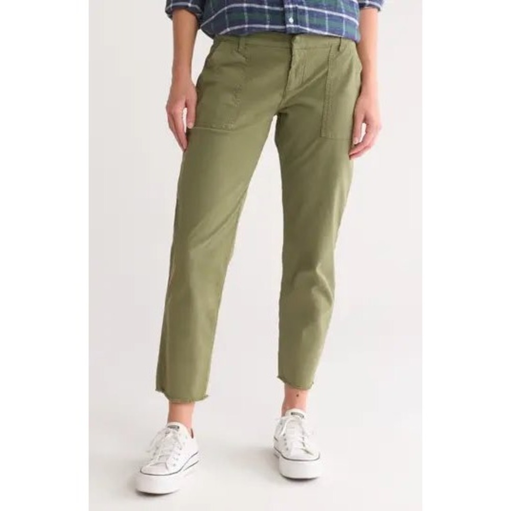 Frank & Eileen Blackrock Utility Pants Army Green Cropped Women's Size 6